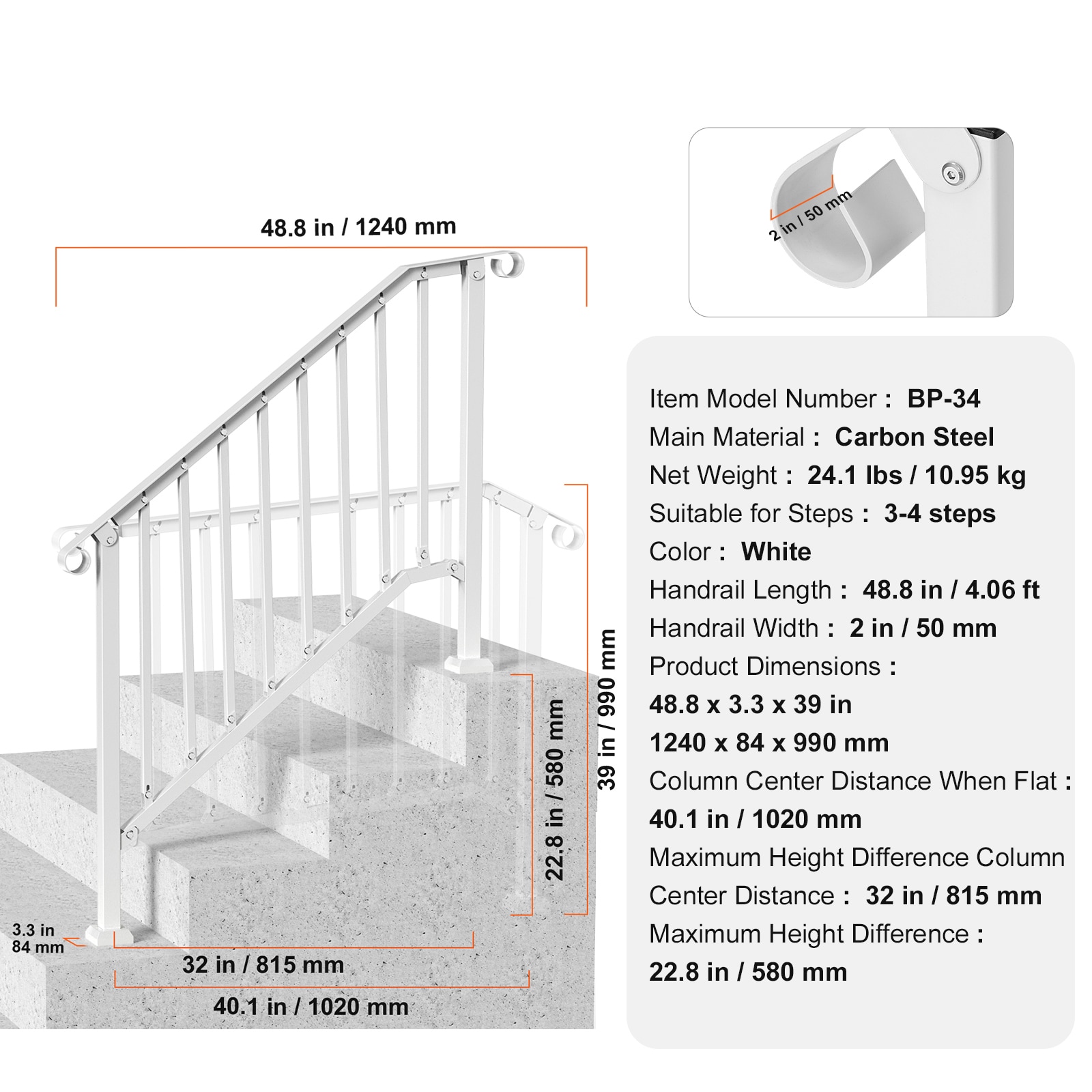 Handrails For Outdoor Steps White Arch Design For Elderly Safety_voghion.com